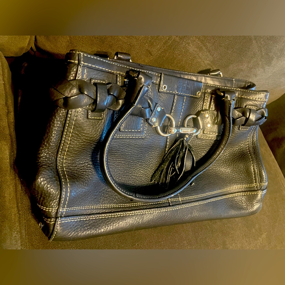 Coach Hampton Black Pebbled Leather Purse